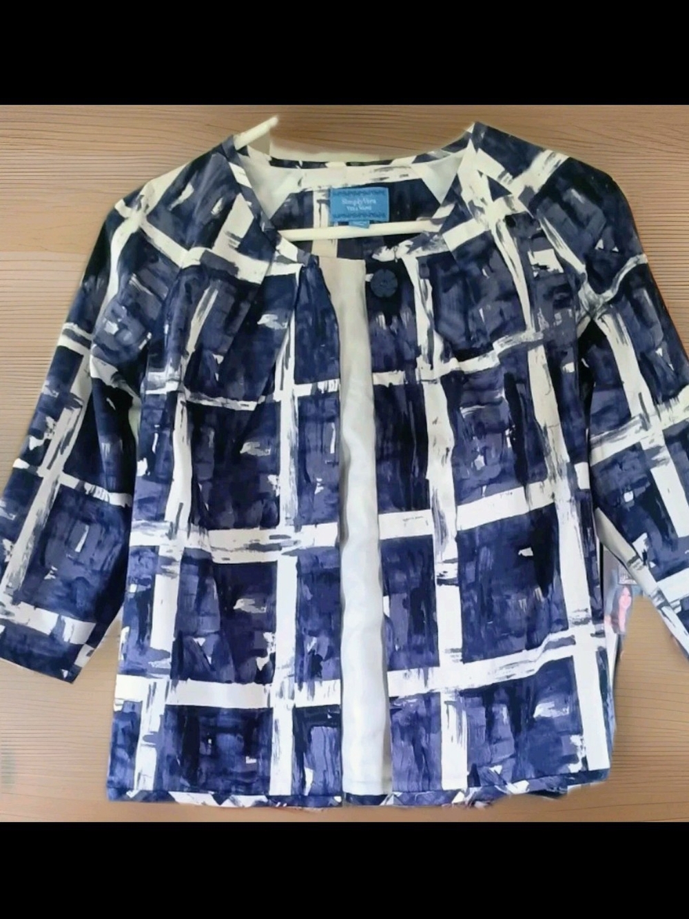 Simply Vera Vera Wang Purple and White Patterned Cropped Jacket, Lined